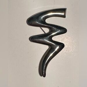 Modern Silver Zigzag Statement Brooch- 2 3/4”